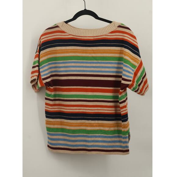 Tommy Hilfiger Women's Striped Sweater Round Neck Short Sleeve Size M Multicolor - Picture 2 of 4
